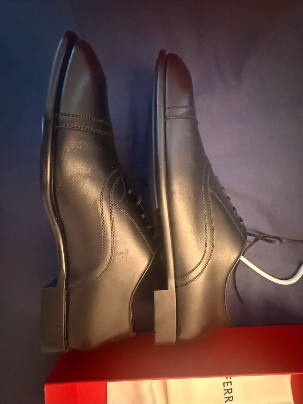Brand new never worn Salvatore Ferragamo Black Leather Cap-Toe Oxfords